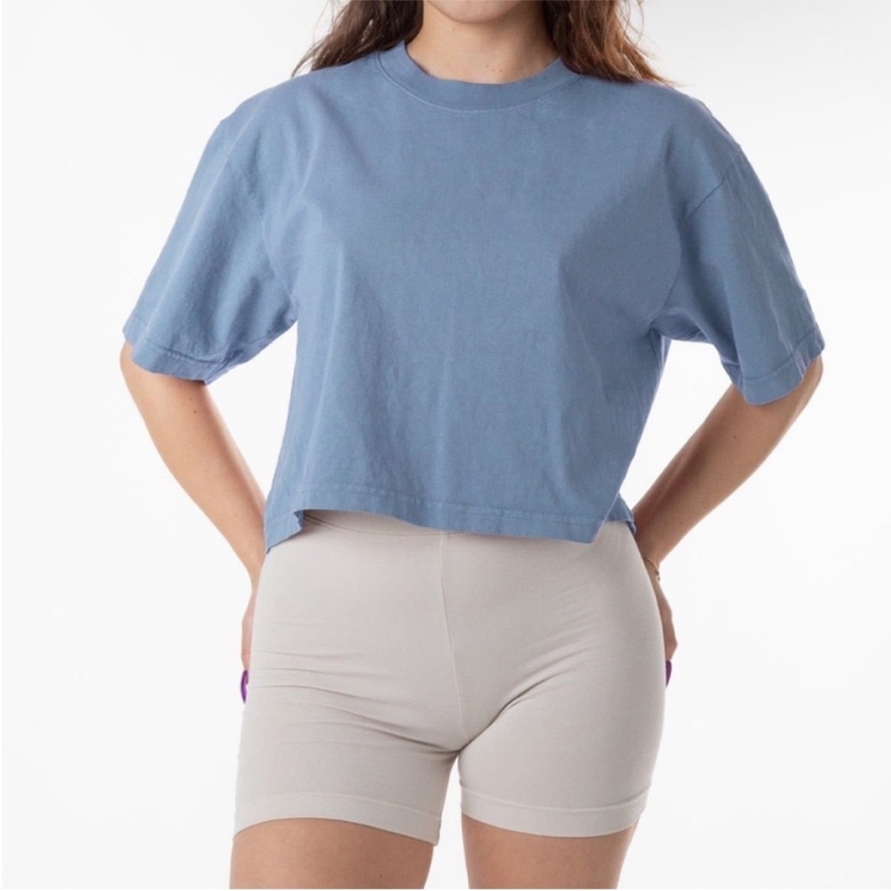 LOS ANGELES APPAREL OVERSIZED CROP TEE in Clear Blue OSFM